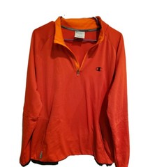 Champion PowerTrain 1/4 Zip Pullover Men L Orange DuoFold Warm Control Fleece