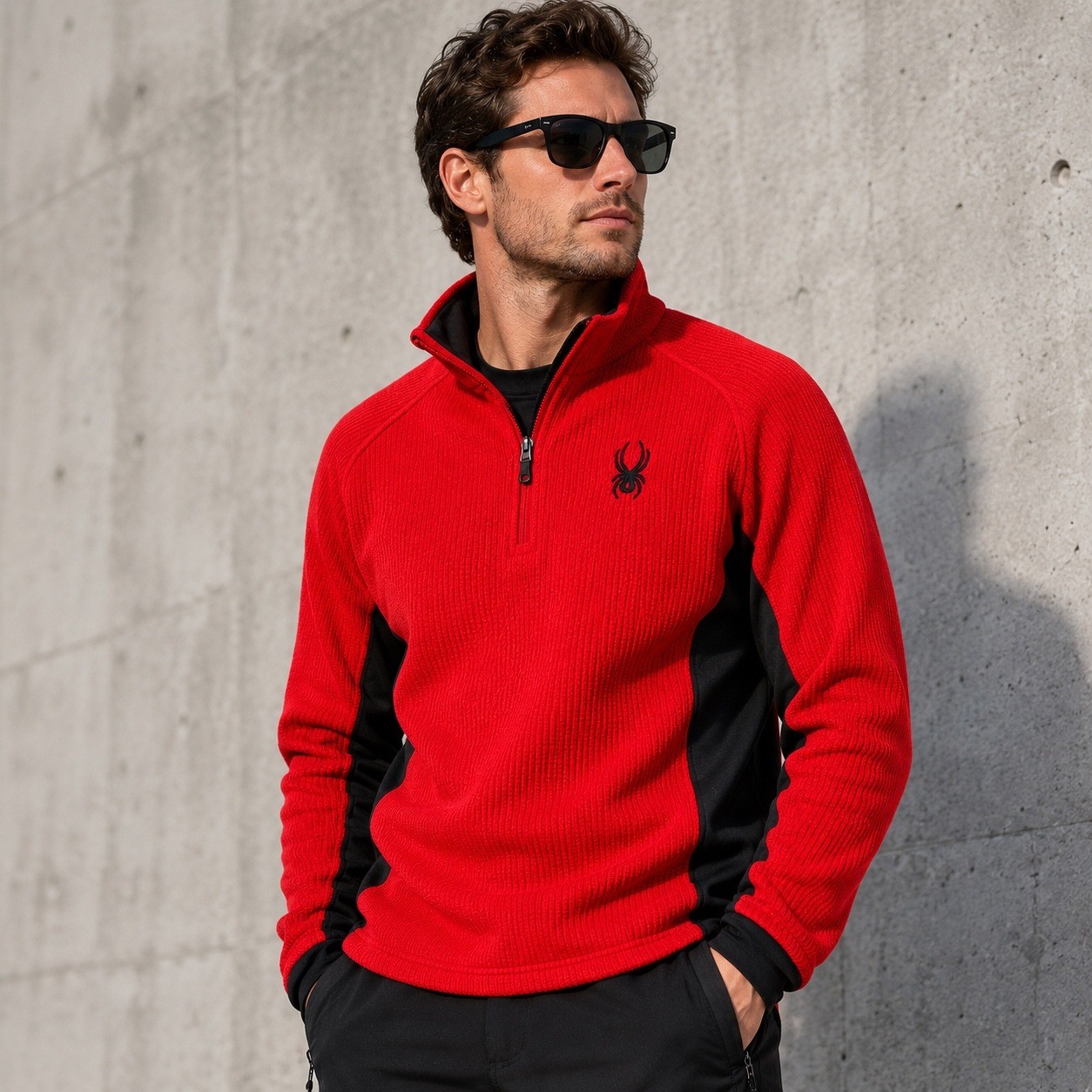Spyder Outbound Core Fleece Sweater Mens XS Red Black 1/4 Zip Performance Jacket gallery