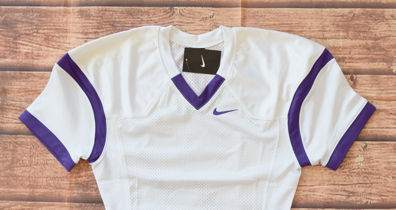 Nike Men’s Team Open Field Practice Football Mesh Jersey – White-Purple / L gallery