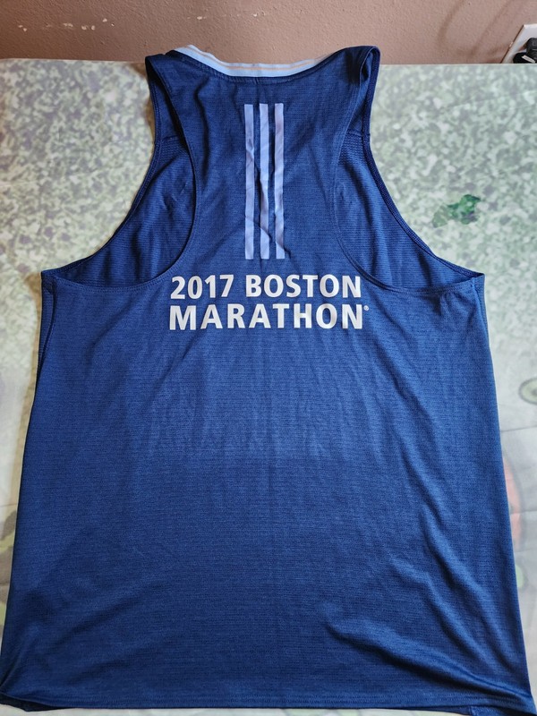 adidas Men's L Blue Climacool 2017 Boston Marathon Tank Scoop Neck Polyester gallery