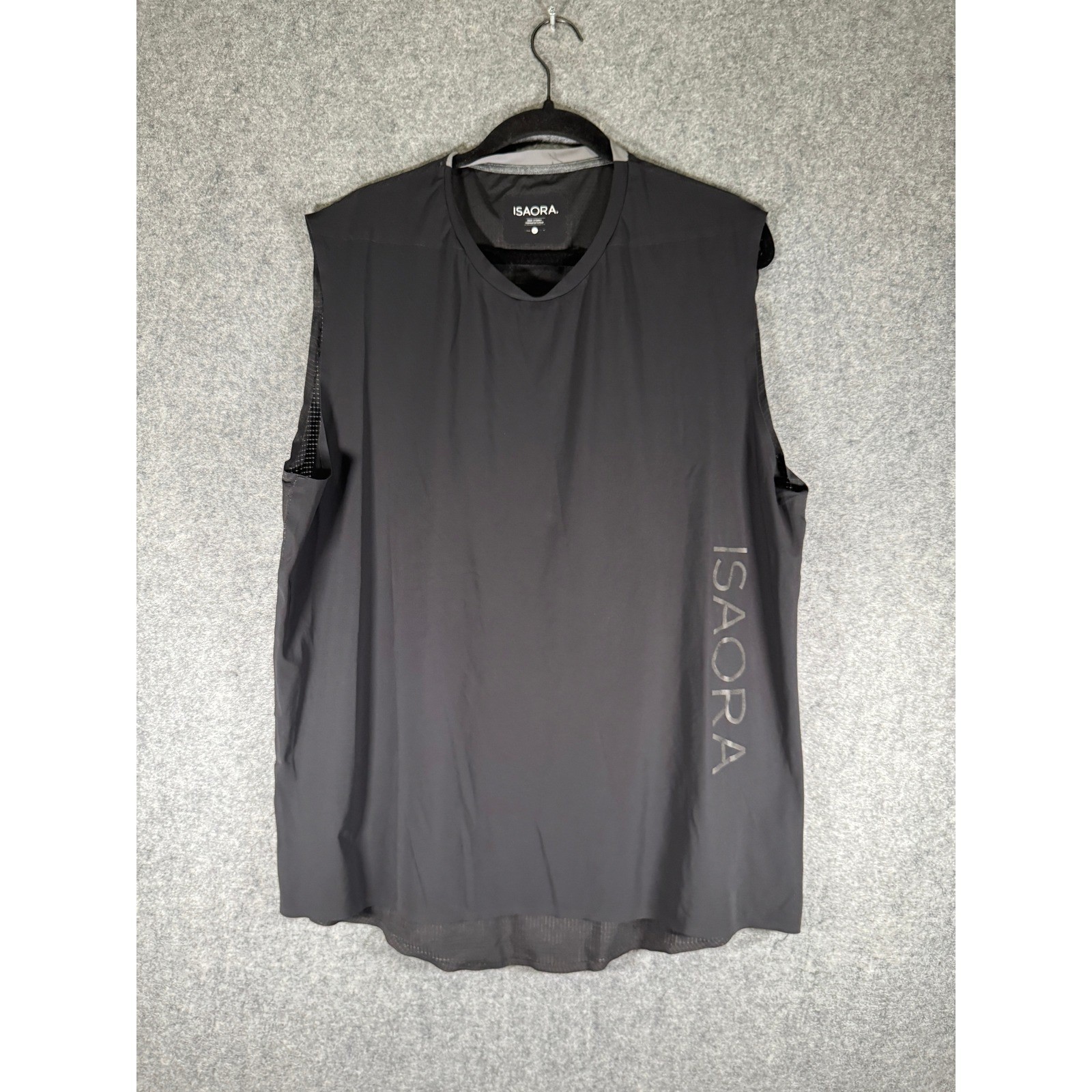 ISAORA Men Black Performance Mesh Back Muscle Tank Top Size Large Made in Turkey gallery