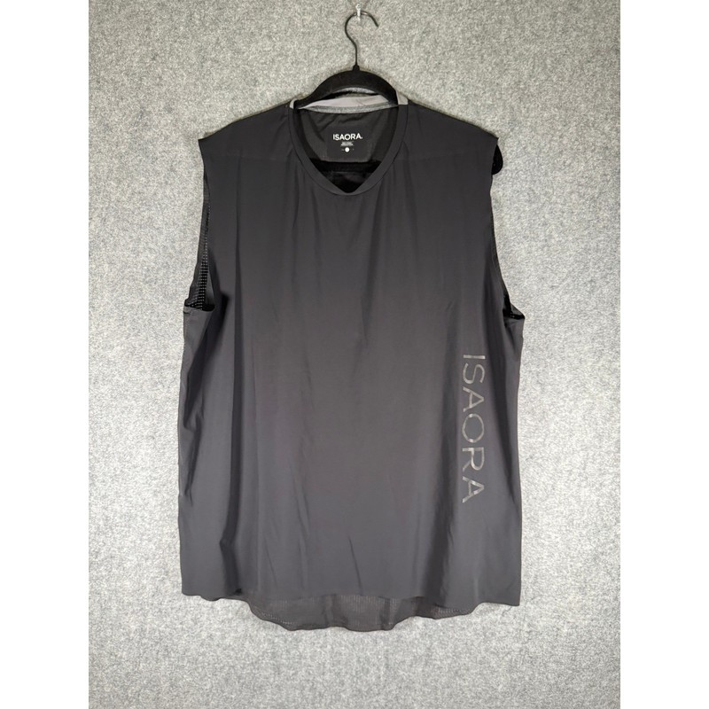ISAORA Men Black Performance Mesh Back Muscle Tank Top Size Large Made in Turkey gallery