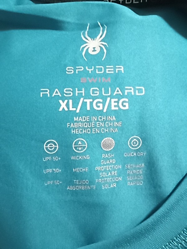 Spyder Swim Men's Shirt Sz XL Blue Long Sleeve UPF Rash Guard Wicking Quick Dry gallery