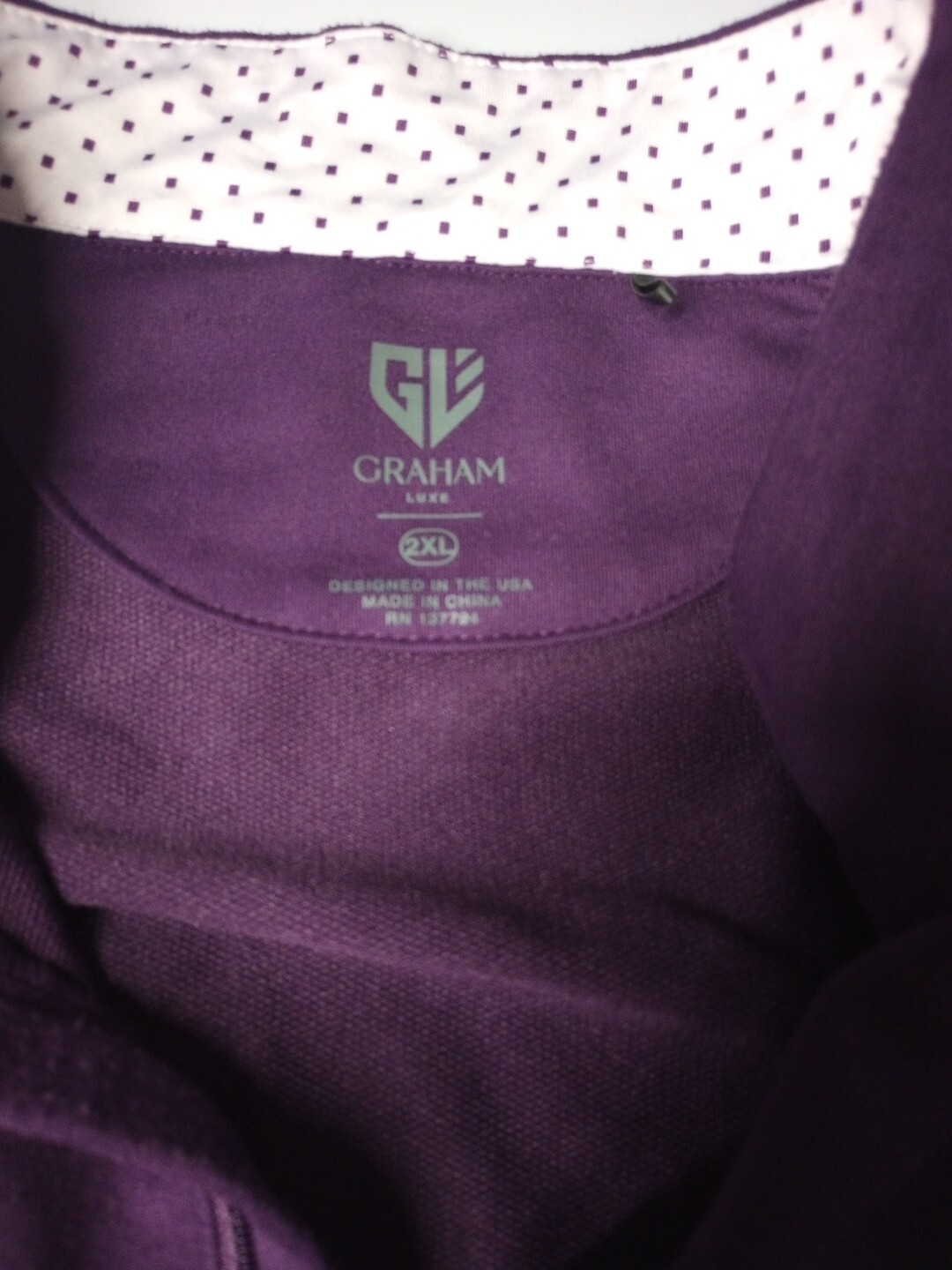 Graham Luxe Pullover Men's 2X-Large Purple 1/4 Quarter Zip Long Sleeves gallery