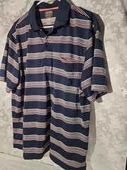Greg Norman Striped Golf Polo Shirt For Tasso Elba Mens L Lightweight Polyeste