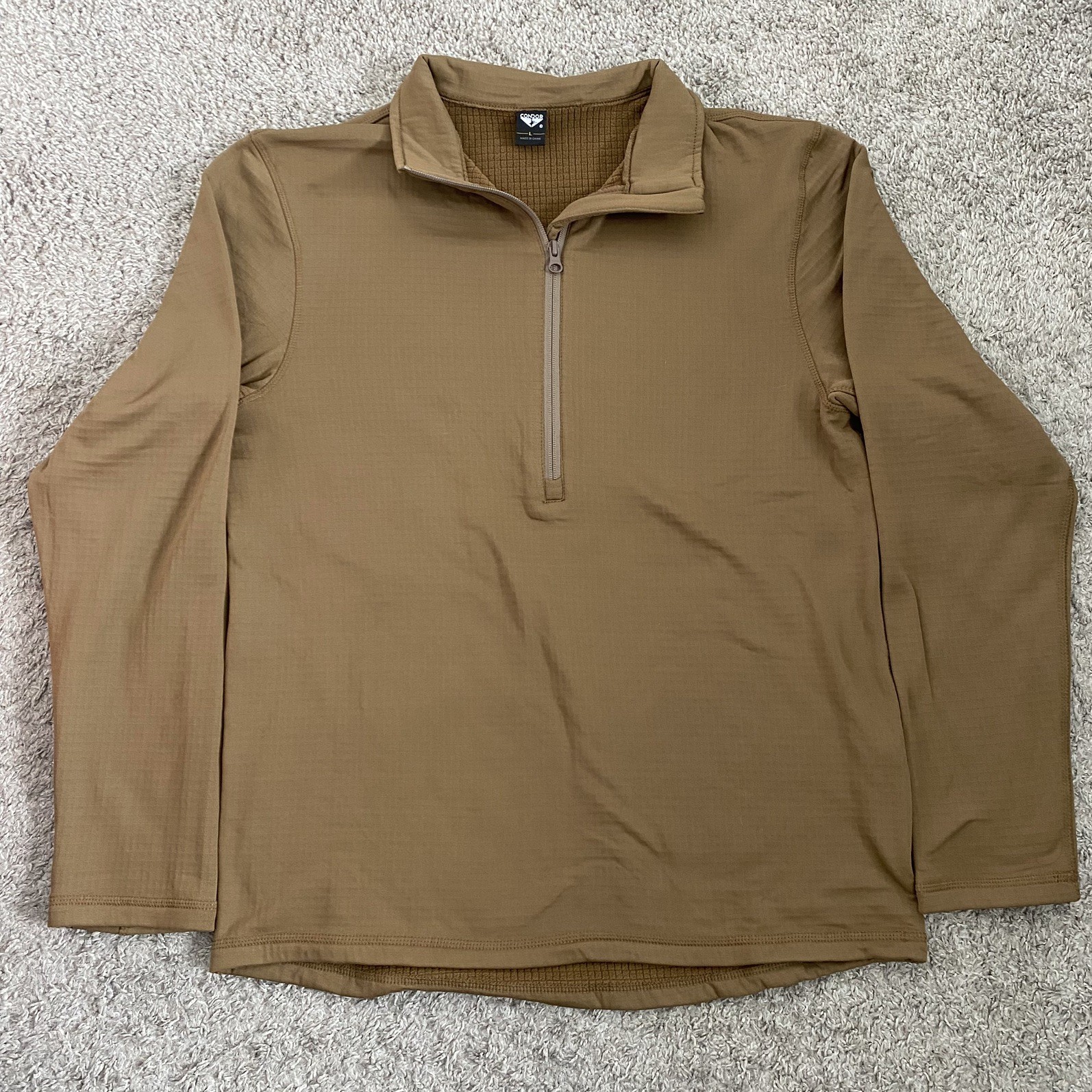 Condor L Men’s Base II Zip Pullover Breathable Grid Fleece Tactical Shirt Brown gallery