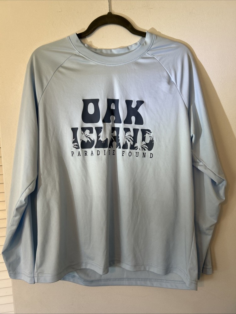 Carolinas Saltwater Oak Island Sun Shirt Mens Large Blue UPF 50+ Long Sleeve L