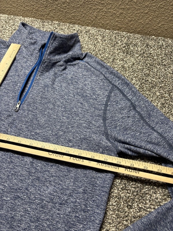 Lululemon 1/4 Zip Pullover Mens Small Blue Heather Running Thumb Straps gallery