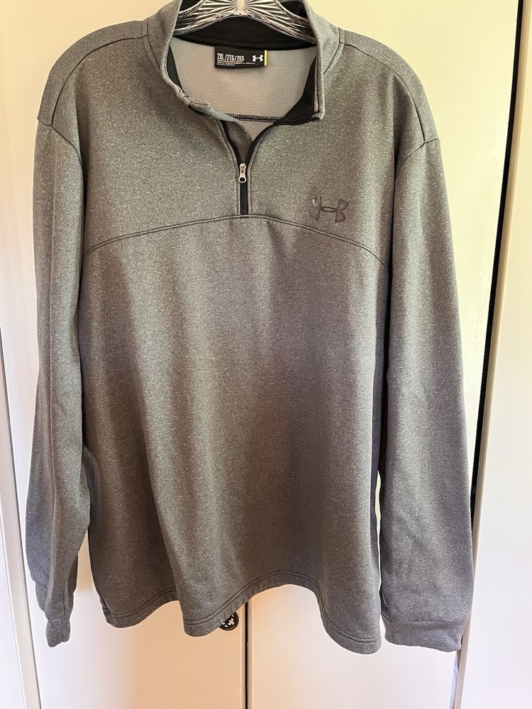 Under Armour 1/4 Zip Loose Pullover Mens Size 2XL Gray w/Black Accents 2016 EUC