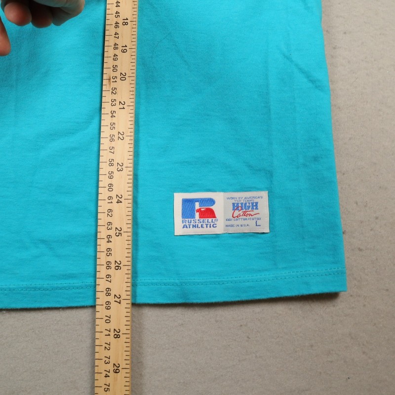 Vintage Russell Athletic Tank Top Men's Large 100% High Cotton Made In USA Teal gallery