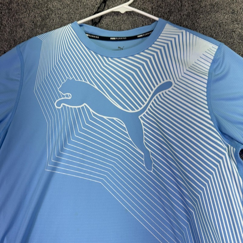 Puma Shirt Mens Medium Blue Running DryCELL Short Sleeve Graphic Tee Athletic gallery