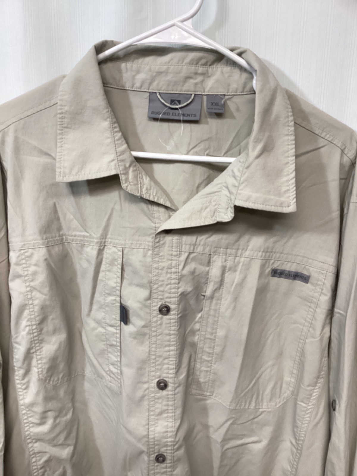 Rugged Elements Beige 2XL Long Sleeve Nylon Blend Activewear Button Up B10 gallery