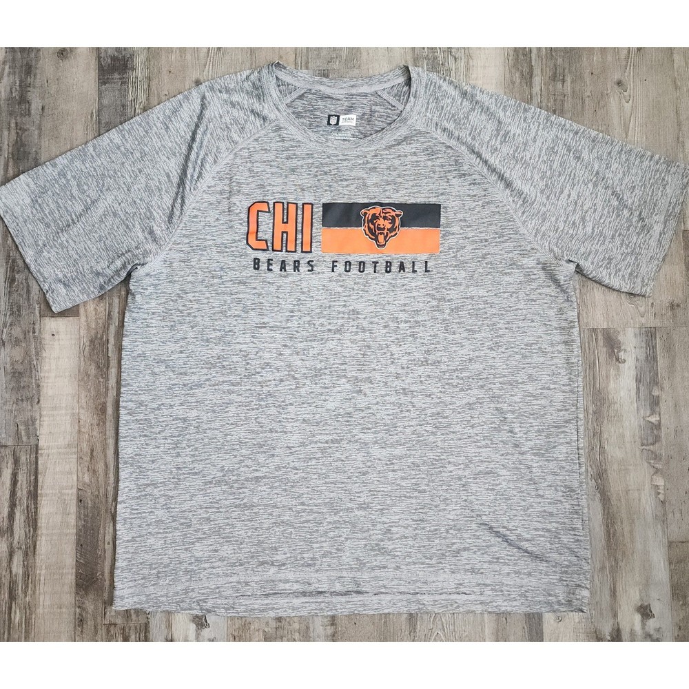 NFL Team Apparel Chicago Bears T-Shirt Mens XXL Gray Space Dye Performance Tee