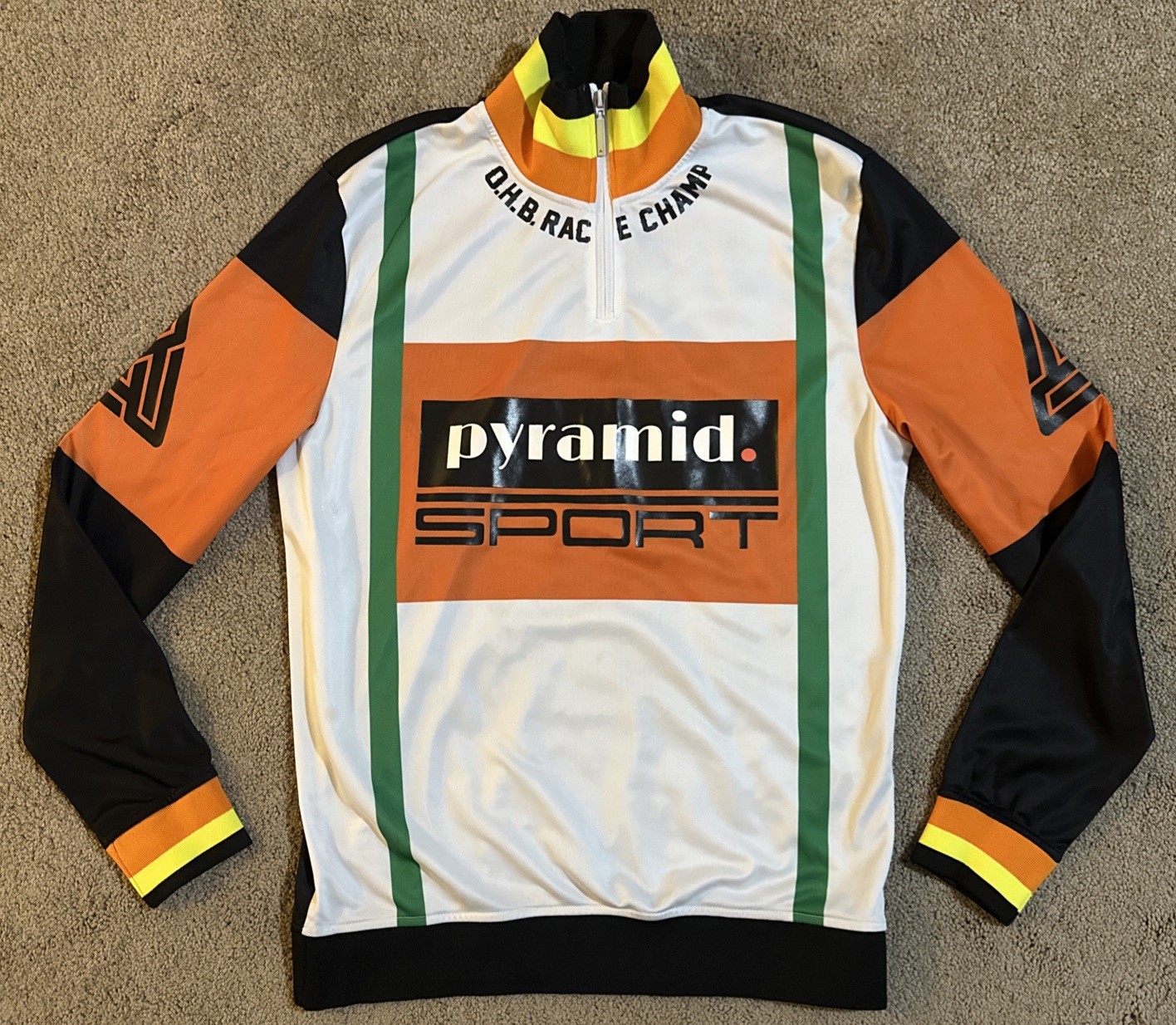 Black Pyramid Sport Men’s Medium White Orange & Black 1/4 Zip Pullover Warm-Up gallery