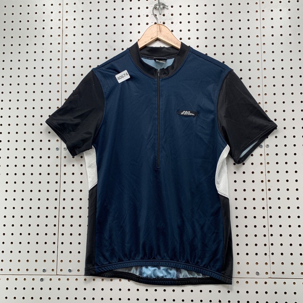 Vintage 90s No Fear Cylcing Jersey Mens Large Blue 1/2 Zip Pullover USA 20x27