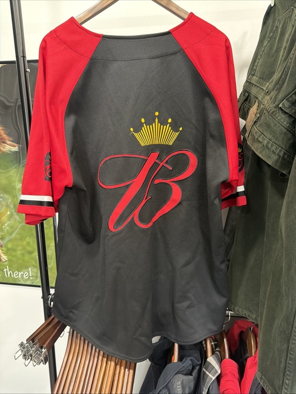 Budweiser Baseball Jersey Mens Large Game Time Button Up Black Red Beer gallery