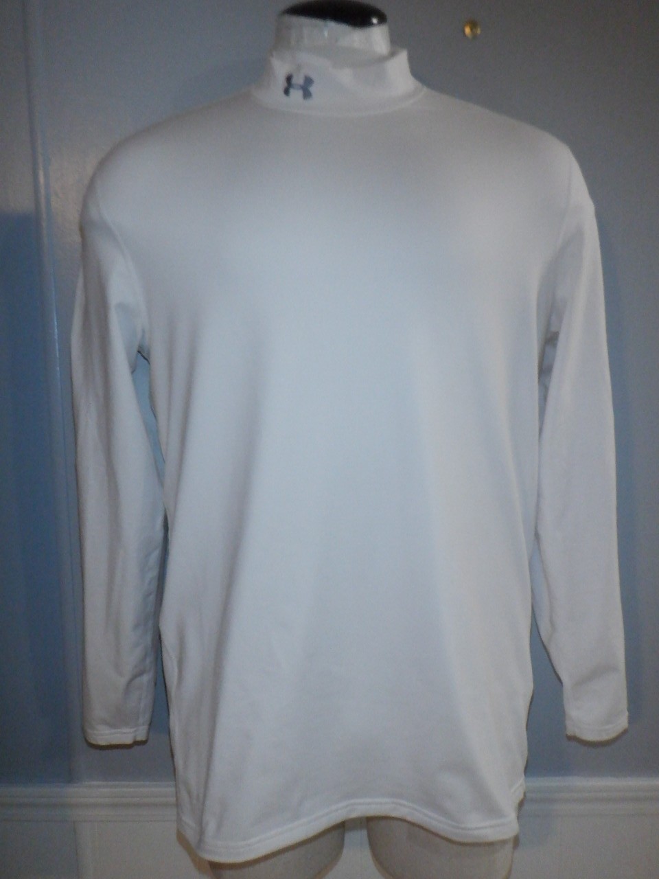 Men's UNDER ARMOUR COLD GEAR COMRESSION Sz XXL White Mock Neck LS Shirt gallery