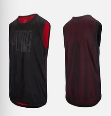 PUMA Active Training Reflective Shirt Men Sleeveless Tank Black Risk Red Mesh M
