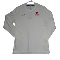 Nike Ole Miss Rebels On-Field Dri-FIT Long Sleeve Shirt Medium Cream White Red