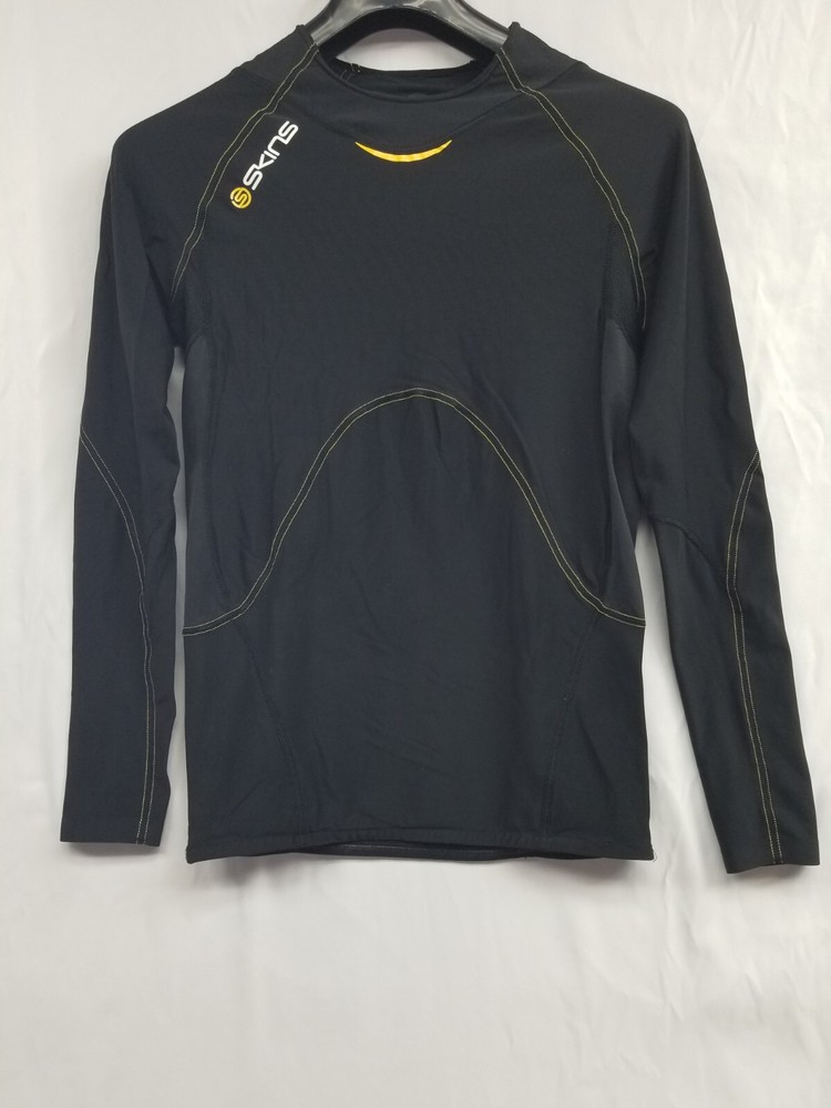 Skins A400 Long Sleeve Active Copression Shirt Top Mens Size L Black Yellow