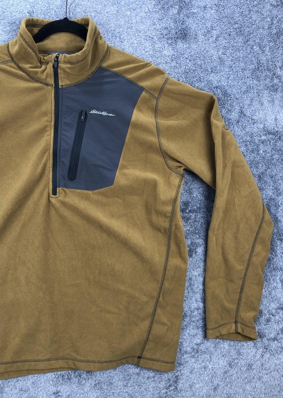 Eddie Bauer First Ascent Pullover Mens XL Brown Fleece Quarter Zip Hiking gallery