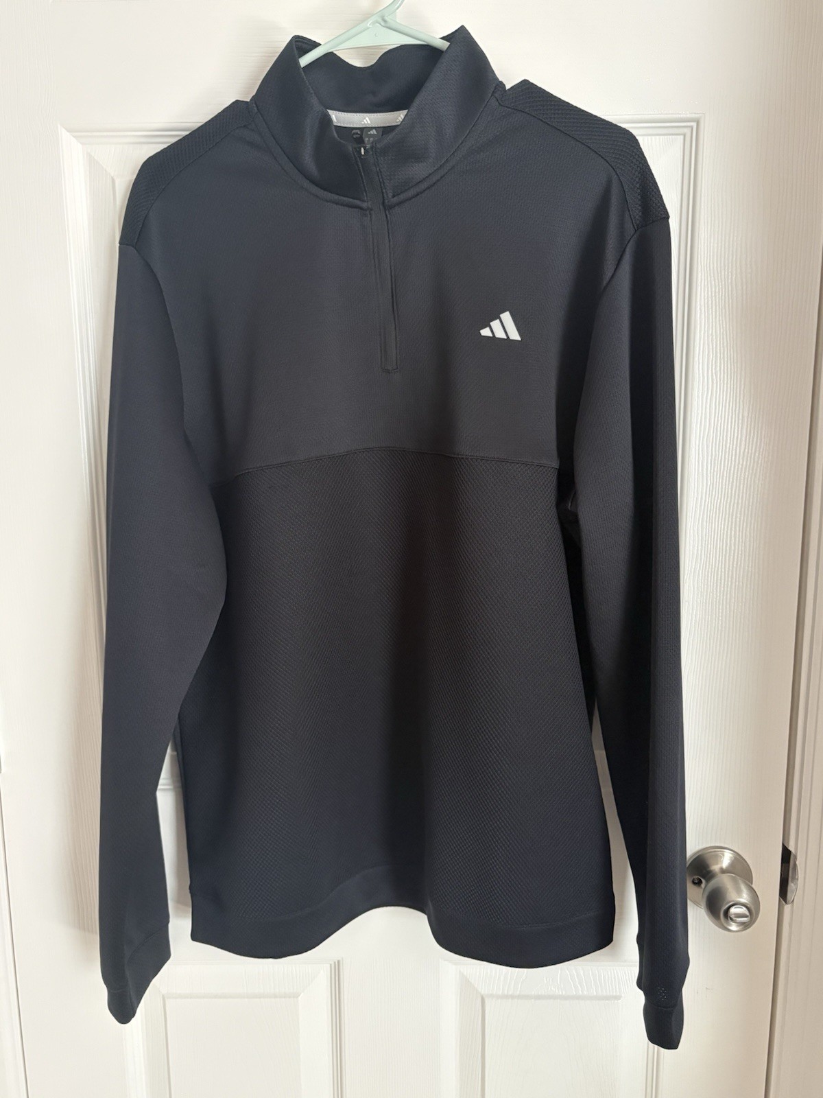 Adidas Men's Golf Textured 1/4 Zip Pullover Size L - Black Long Sleeve ADVR0915 gallery