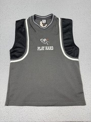 VTG AND1 Tank Top Mens Large Gray Sleeveless Play Hard 15 Basketball Jersey