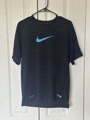 Nike Graphic Flash Black Neo Turquoise Soccer Shirt Jersey Size L