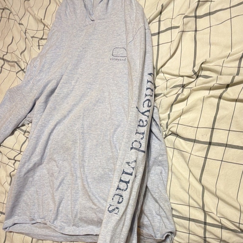 Vineyard Vines Men’s Gray Hooded Pullover Long Sleeve Cotton Whale Logo Tee L gallery