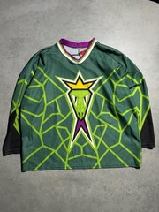 90’s Jacksonville Lizard Kings Vtg ECHL Geometric Print Hockey Jersey Sz Large