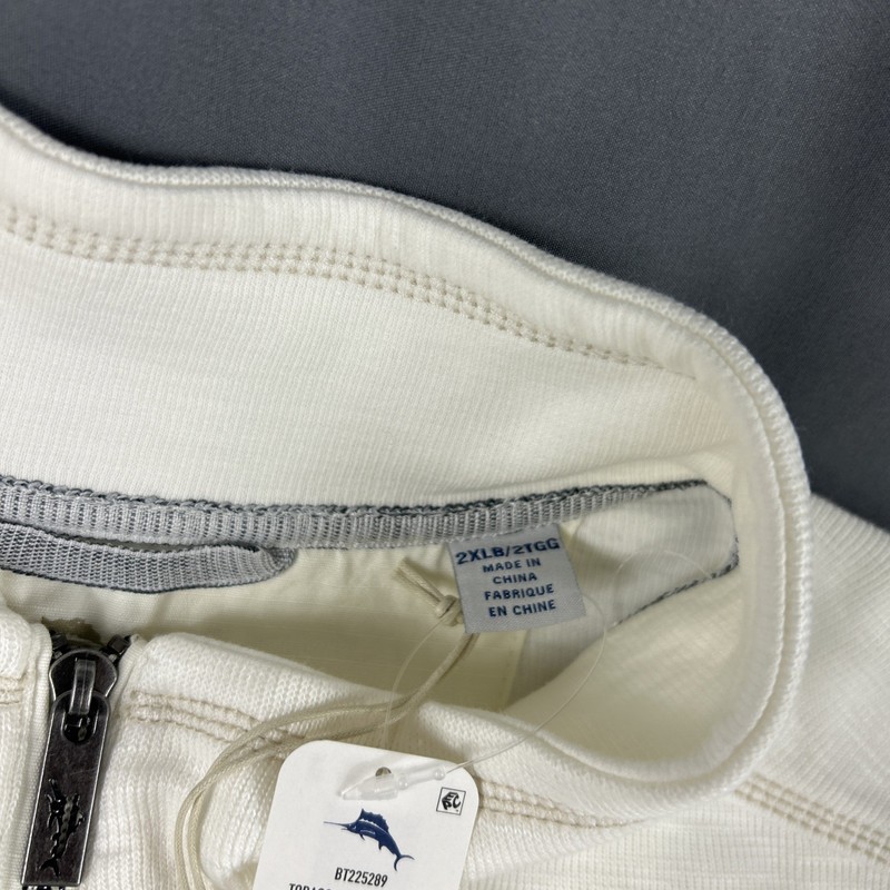 Tommy Bahama Golf Pullover Tobago Bay 1/4 Zip 2XLB Coconut Cotton NWT MSRP $128 gallery