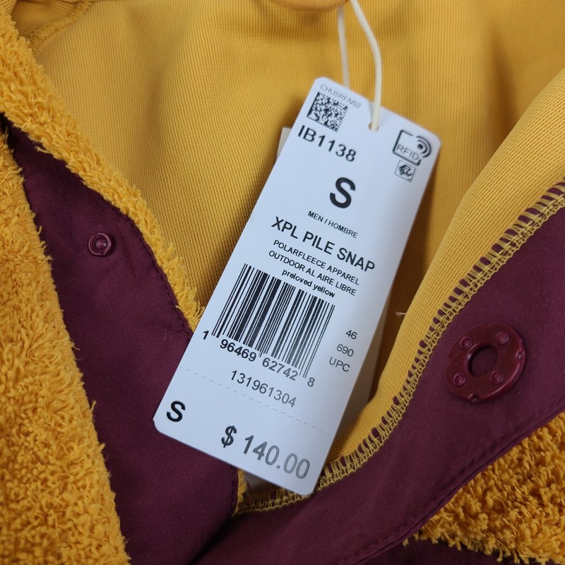 Adidas Men’s Terrex XPloric High Pile Snap Fleece Pullover Yellow IB1138 SIZE S gallery
