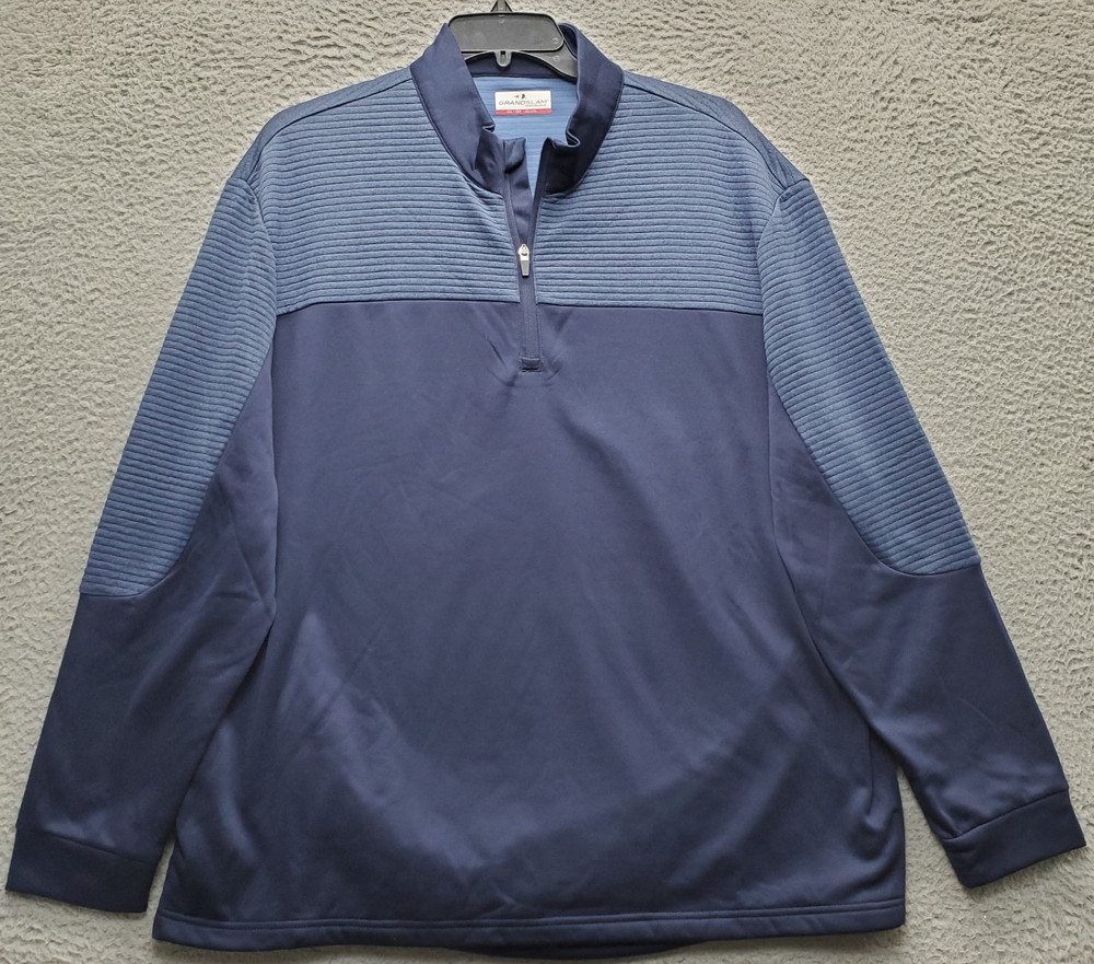 Grand Slam Golf Performance Pullover Men 2XL Blue Activewear Long Sleeve 1/4 Zip