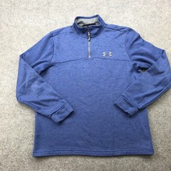 Under Armour Pullover Men Medium Blue 1/4 Zip Gym Workout Coldgear Fleece Logo