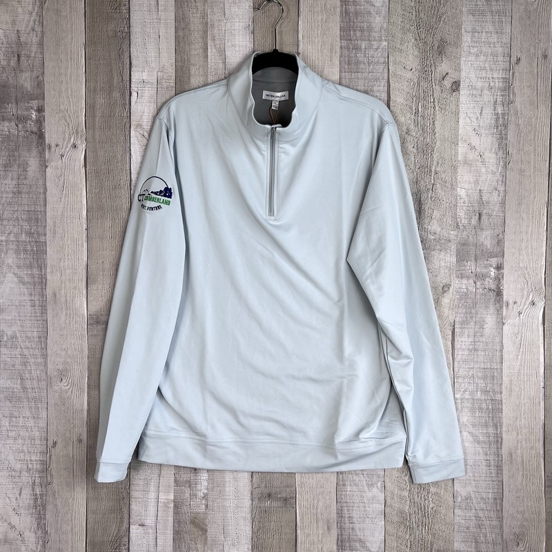 Peter Millar Perth Performance 1/4 Zip Pullover Golf Stretch Men Large Gray Logo gallery