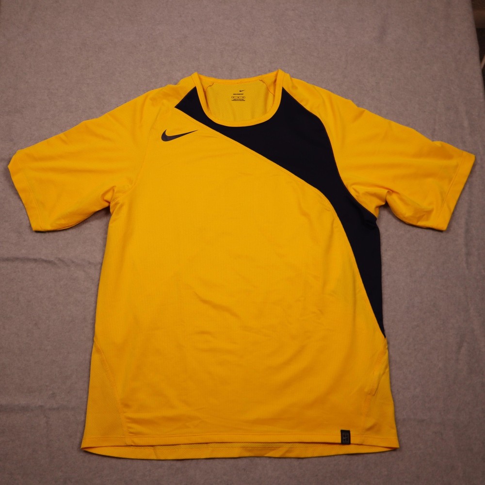 Nike Sphere Dry Shirt Mens Medium Yellow Black Short Sleeve Tennis Court
