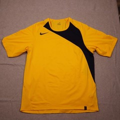 Nike Sphere Dry Shirt Mens Medium Yellow Black Short Sleeve Tennis Court
