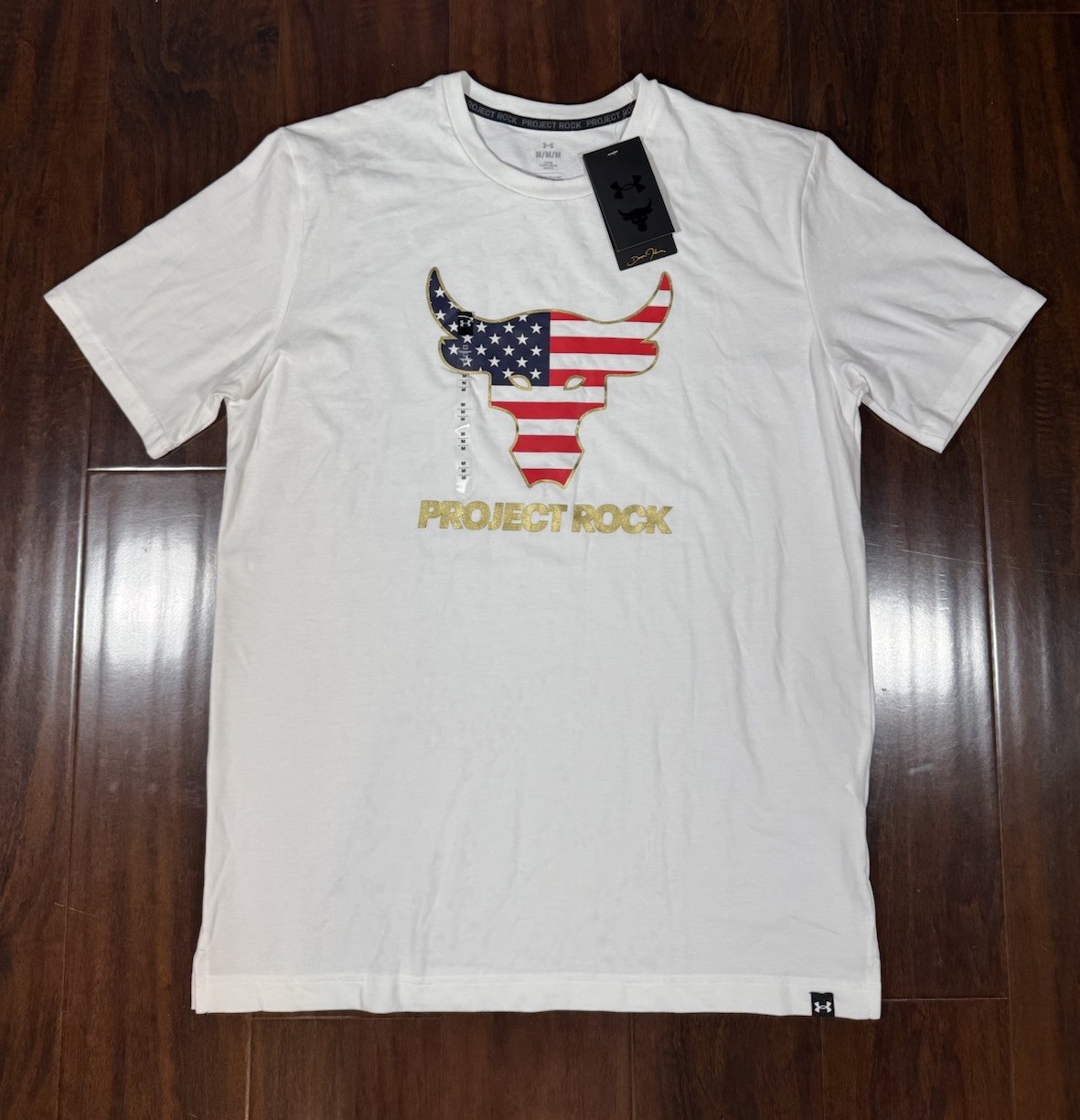 UNDER ARMOUR Project Rock RWB Flag Shirt White Men’s Sz M *NEW* 1383312-100 gallery