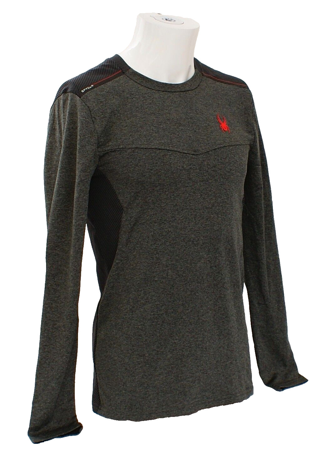 Spyder Men's S Gray & Black ProWeb Crew Neck Long Sleeve Pullover Shirt gallery