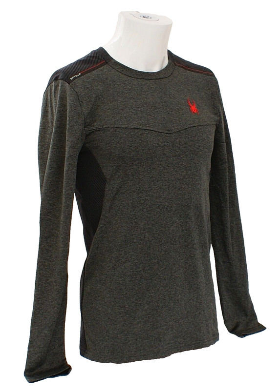 Spyder Men's S Gray & Black ProWeb Crew Neck Long Sleeve Pullover Shirt gallery