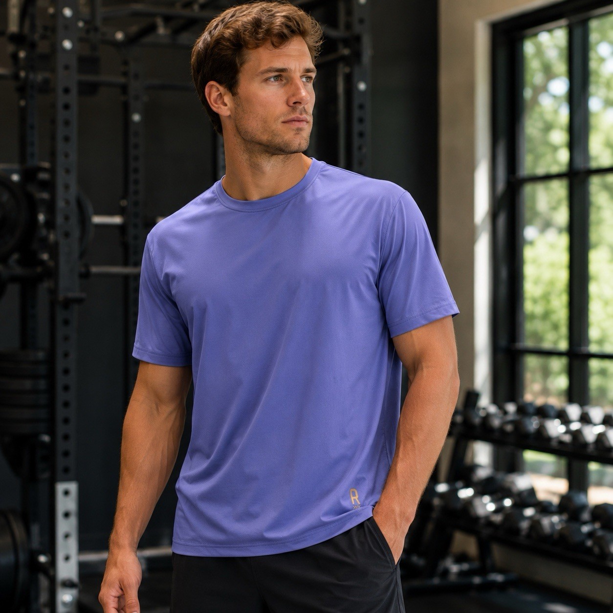 Rhone Base Training Relax T Shirt Mens Small Periwinkle Athletic Performance Tee gallery