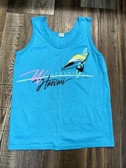 Vintage Island Gym Hawaii Tank Top Mens Small Blue Screen Stars USA 80s Single