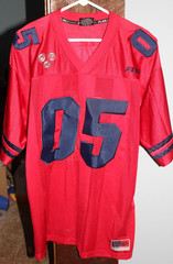 FUBU XL Red Blue 05 Jersey Rap Hip Hop Urban Street 1992 Sport Classic Solid