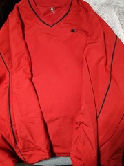 Starter Men’s Red/Black Breathable Mesh V-Neck Long Sleeve Athletic Tee L