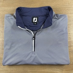 FootJoy 1/4 Zip Golf Pullover Men’s L Blue/White Stripe L/S Performance Stretch