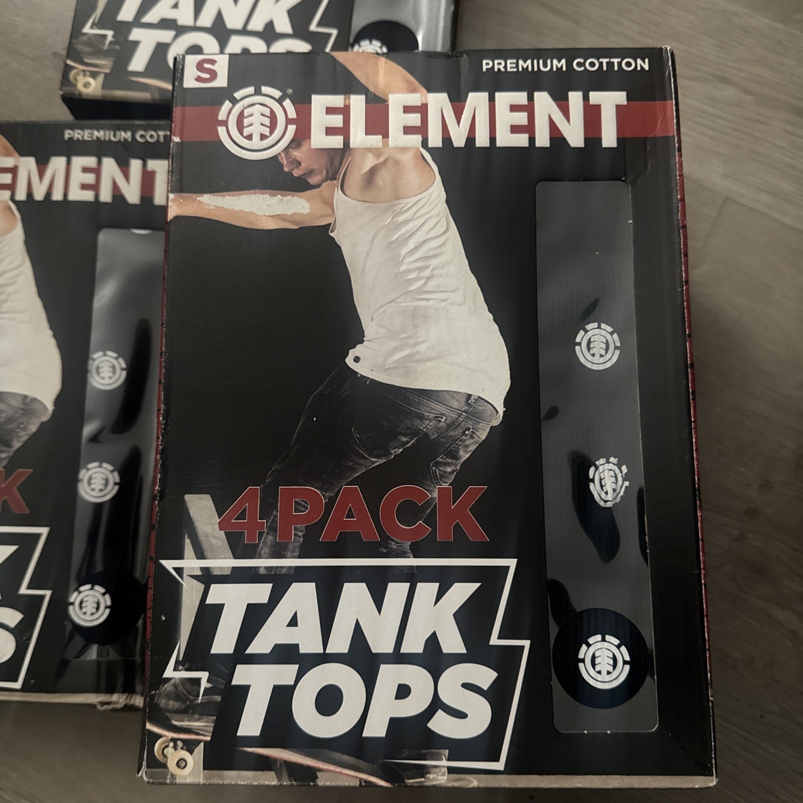 Element 4 Pack Black Skateboard Tank Tops - Sz S 34-36 - Premium Cotton Tag Free gallery