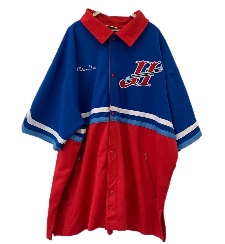 Harlem Globetrotters Platinum Fubu Jersey Shirt Men’s 4XL Blue Red Button Up#100
