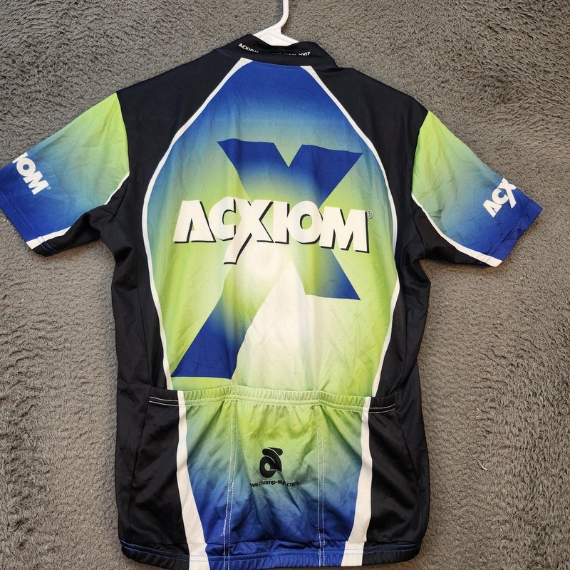 Champ-Sys Acxiom Cycling Jersey Mens Large Blue Green Short Sleeve Bike Shirt gallery