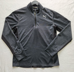 Puma Sport Dry Cell 1/4 Zip Pullover Mens Medium Long Sleeve READ COND Gray Blk
