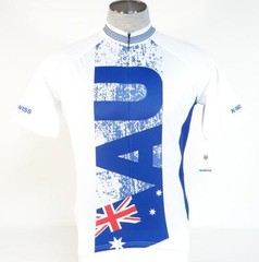 K-Swiss Australia Kwick Dri White Blue 3/4 Zip Short Sleeve Cycling Jersey Men’s